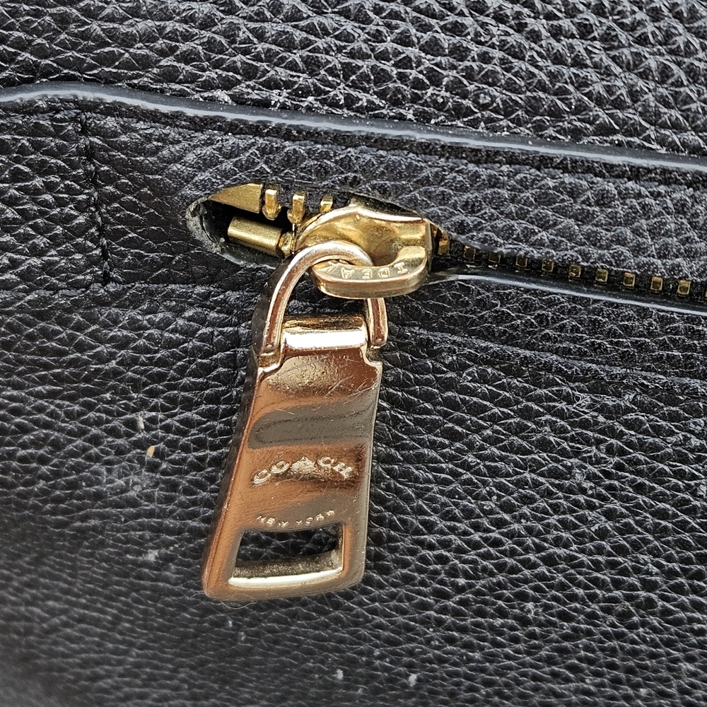 Coach Black Leather Tote with Gold Hardware - Picture 4 of 16
